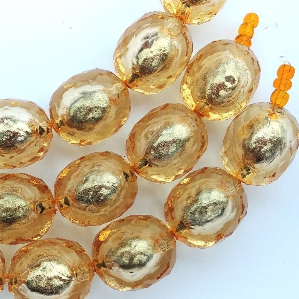As Low As $2 Faceted Oval Light Gold Silver Lined Acrylic Beads 20mm x 16mm (5)